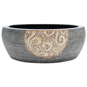 vidaXL fekete &eacute;s barna ker&aacute;mia kerek asztali mosd&oacute; &Phi;41 x 14 cm