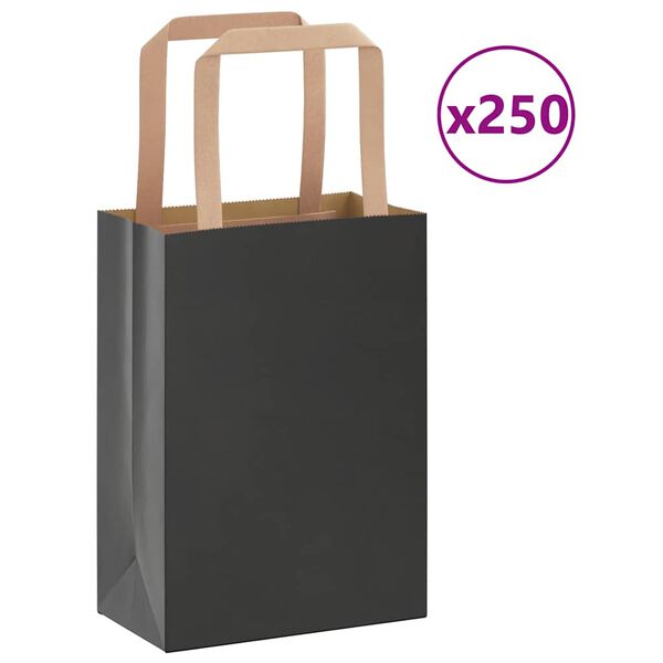 vidaXL 250 db fekete pap&iacute;rzacsk&oacute;k foganty&uacute;kkal 15x8x21 cm