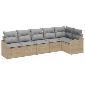 vidaXL Kerti Kanap&eacute; Szett t&aacute;rol&oacute;val 6 pcs B&eacute;zs polirattan