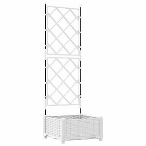 vidaXL Kerti cser&eacute;p Feh&eacute;r 40 x 40 x 125,5 cm PP