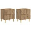vidaXL &Eacute;jjeli asztal 2 pcs K&eacute;zműves T&ouml;lgy 43 x 34,5 x 48 cm Szerelt Fa