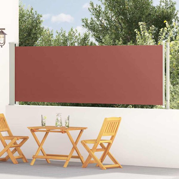 vidaXL barna beh&uacute;zhat&oacute; oldals&oacute; terasznapellenző 117 x 600 cm