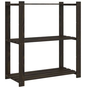 vidaXL 3 szintes fekete t&ouml;m&ouml;r fenyőfa t&aacute;rol&oacute;&aacute;llv&aacute;ny 80 x 38 x 90 cm