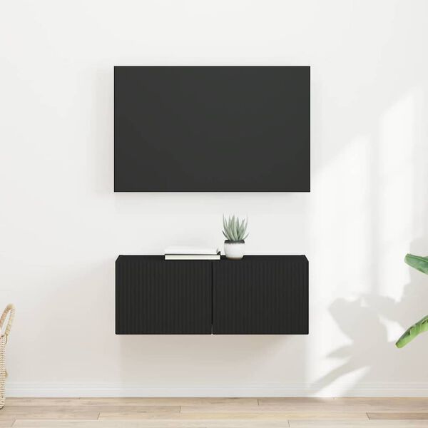 vidaXL TV Fali Szekr&eacute;ny 2 pcs Fekete 60 x 31 x 29.5 cm Faanyag