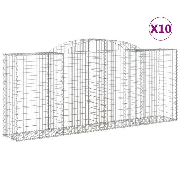vidaXL 10 db íves horganyzott vas gabion kosár 300x50x120/140 cm