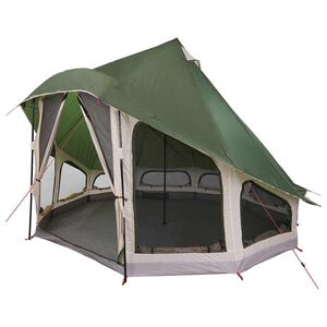 vidaXL Tipi s&aacute;tor tetővel t&aacute;rol&oacute;val Z&ouml;ld 404 x 370 x 270 cm taft