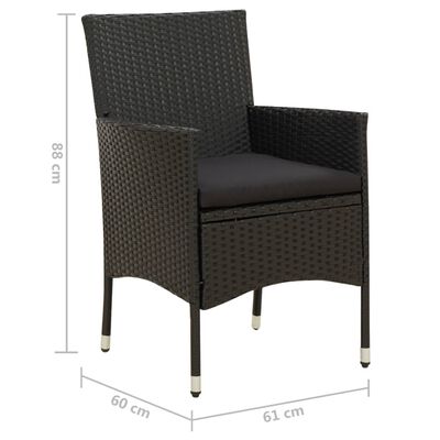 vidaXL 4 db fekete polyrattan kerti szék párnával