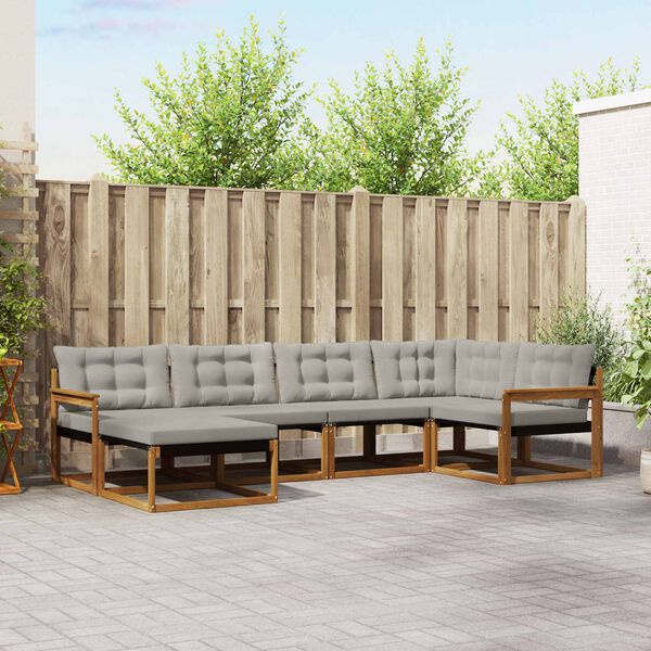 vidaXL K&uuml;lt&eacute;ri kanap&eacute; szett 6 pcs Term&eacute;szetes &eacute;s Vil&aacute;gossz&uuml;rke