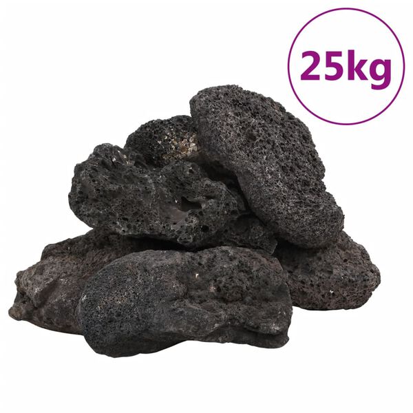 vidaXL fekete vulkanikus kőzetek 10-30 cm 25 kg