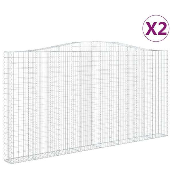 vidaXL 2 db íves horganyzott vas gabion kosár 400x30x200/220 cm