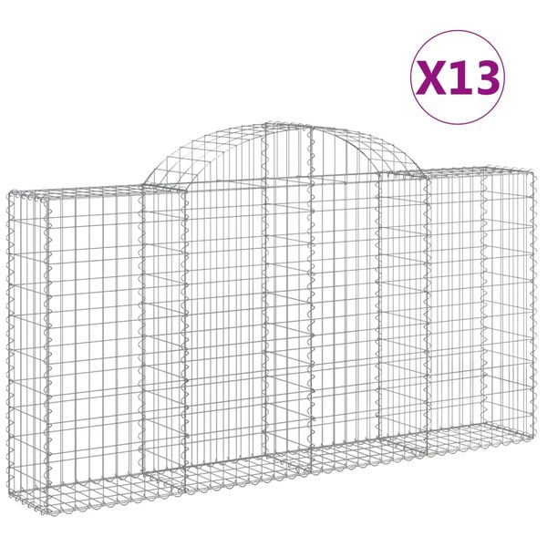 vidaXL 13 db íves horganyzott vas gabion kosár 200x30x100/120 cm