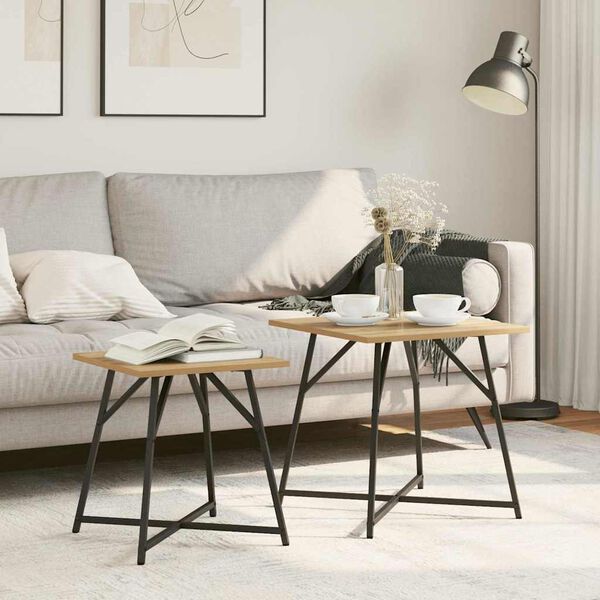 vidaXL Kisasztal k&eacute;szlet 2 pcs Artisan t&ouml;lgy &eacute;s fekete