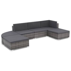 vidaXL 6 darabos sz&uuml;rke polyrattan kerti b&uacute;tor szett p&aacute;rn&aacute;kkal