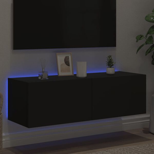 vidaXL fekete fali TV-szekr&eacute;ny LED-vil&aacute;g&iacute;t&aacute;ssal 100 x 35 x 31 cm