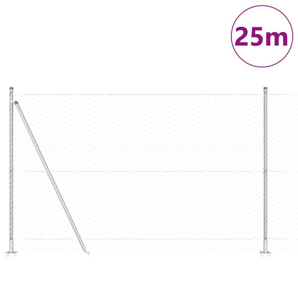 vidaXL Ker&iacute;t&eacute;soszlop Ez&uuml;st 25 x 1,4 m (50 mm h&aacute;l&oacute;) Ac&eacute;l