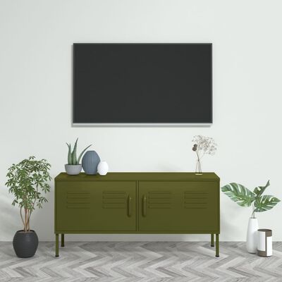 vidaXL olívazöld acél TV-szekrény 105 x 35 x 50 cm