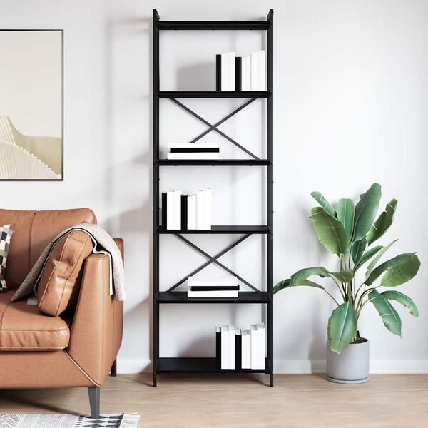 vidaXL K&ouml;nyvespolc Fekete t&ouml;lgy 40 x 30 x 85 cm Faanyag