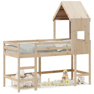 vidaXL t&ouml;m&ouml;r fenyőfa gal&eacute;ria&aacute;gy l&eacute;tr&aacute;val &eacute;s tetővel 80 x 200 cm