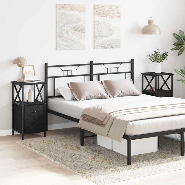 vidaXL &Eacute;jjeliszekr&eacute;ny 2 pcs Fekete t&ouml;lgy 34 x 35,5 x 70 cm Faanyag