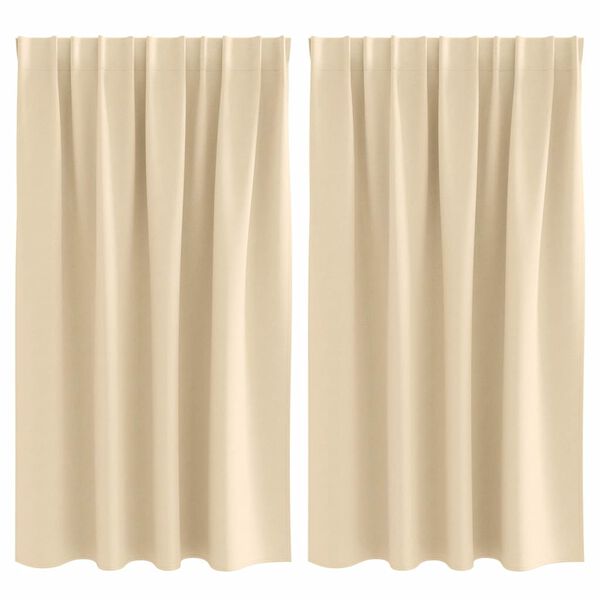 vidaXL Fekete F&uuml;gg&ouml;ny Gyűrűkkel 2 pcs Kr&eacute;m 140 x 140 cm Poli&eacute;szter