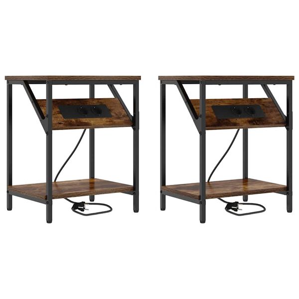 vidaXL &Eacute;jjeliszekr&eacute;ny 2 pcs F&uuml;st&ouml;lt t&ouml;lgy 38 x 30 x 48 cm Faanyag