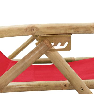 vidaXL piros bambusz és szövet dönthető pihenőszék