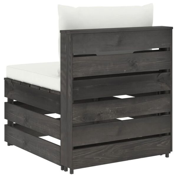 vidaXL szürke impregnált fa elemes középső kanapé párnákkal