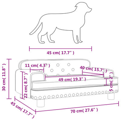 vidaXL szürke műbőr kutyaágy 70 x 45 x 30 cm