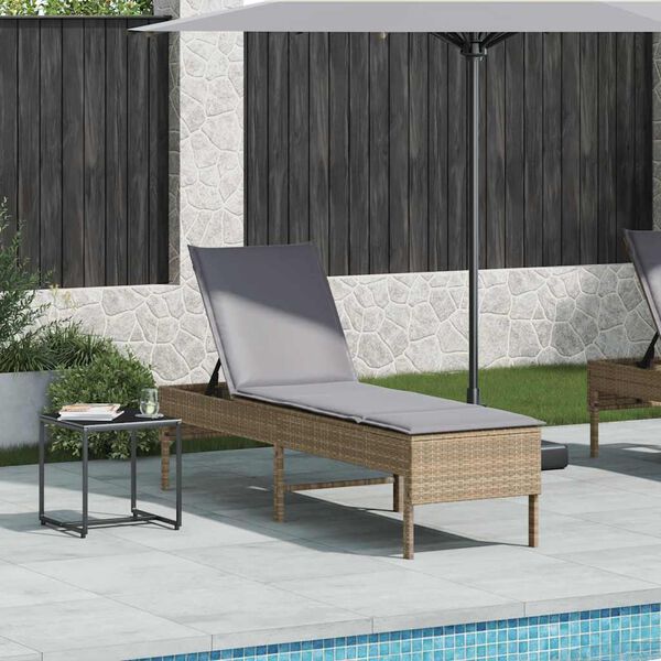 vidaXL b&eacute;zs polyrattan napoz&oacute;&aacute;gy p&aacute;rn&aacute;val 55x200x44 cm