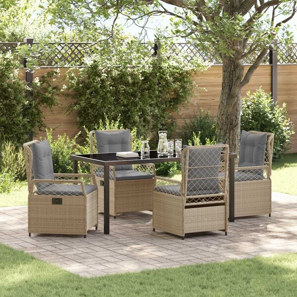 vidaXL Kert &eacute;tkező szett 5 pcs Beige &eacute;s Vil&aacute;gossz&uuml;rke polirattan