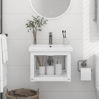 vidaXL fehér vas fürdőszobai fali mosdókagylókeret 40 x 38 x 31 cm