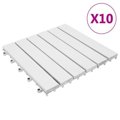 vidaXL 10 darab fehér tömör akácfa padlólap 30 x 30 cm