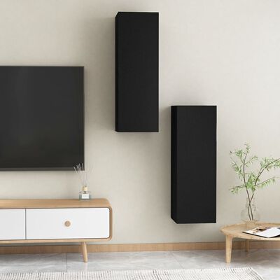 vidaXL 2 db fekete forgácslap TV-szekrény 30,5 x 30 x 90 cm