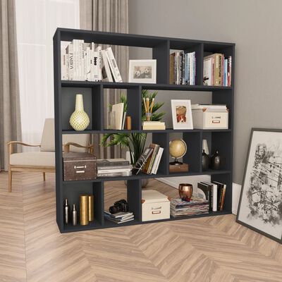 vidaXL szürke szerelt fa térelválasztó/könyvszekrény 110 x 24 x 110 cm