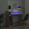 vidaXL Asztal LED -es l&aacute;mp&aacute;kkal Artisan t&ouml;lgy 97 x 45 x 90 cm Faanyag