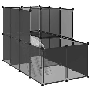 vidaXL fekete polipropil&eacute;n &eacute;s ac&eacute;l kis&aacute;llatketrec 142 x 74 x 93 cm