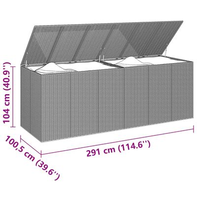 vidaXL szürke polyrattan kerti párnatartó doboz 291 x 100,5 x 104 cm