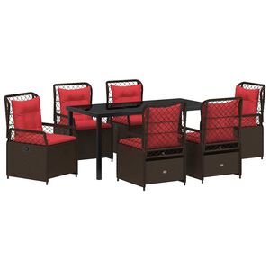 vidaXL Kert &eacute;tkező szett 7 pcs Barna polirattan