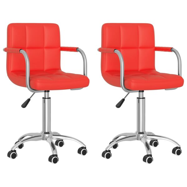 vidaXL 2 db piros műbőr forg&oacute; &eacute;tkezősz&eacute;k