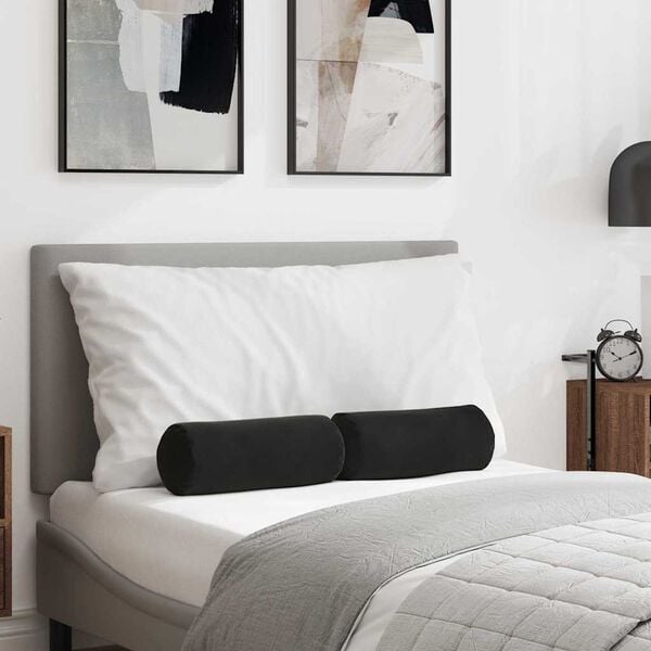 vidaXL Hengerpárnák 2 pcs Fekete Ø 15 x 40 cm Bársonyos szövet