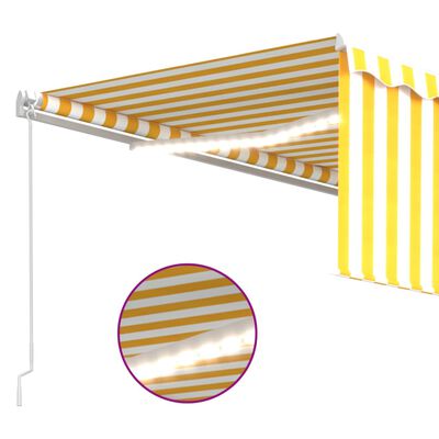 vidaXL sárga-fehér kézzel kihúzható LED-es napellenző redőnnyel 4x3 m