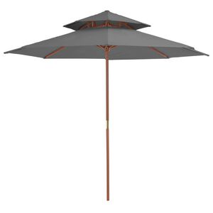 vidaXL antracitsz&uuml;rke k&eacute;tszintes napernyő fa r&uacute;ddal 270 cm