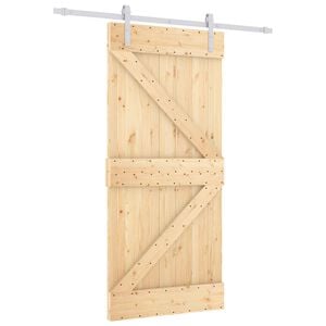 vidaXL Cs&uacute;sz&oacute; ajt&oacute; 90 x 210 cm T&ouml;m&ouml;r Fenyőfa Term&eacute;szetes &eacute;s Feh&eacute;r