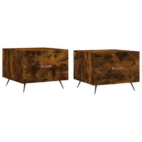 vidaXL 2 db f&uuml;st&ouml;s t&ouml;lgy szerelt fa doh&aacute;nyz&oacute;asztal 50 x 50 x 40 cm