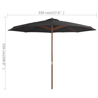 vidaXL antracitszürke kültéri napernyő farúddal 350 cm