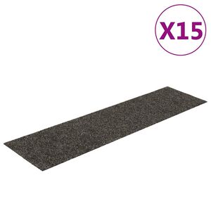 vidaXL &ouml;ntapad&oacute;s l&eacute;pcsőszőnyegek 15 db 76 x 20 cm antracitsz&uuml;rke t&eacute;glalap alak&uacute;