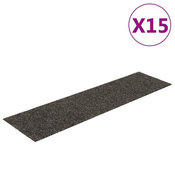vidaXL öntapadós lépcsőszőnyegek 15 db 76 x 20 cm antracitszürke téglalap alakú