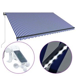 vidaXL k&eacute;k &eacute;s feh&eacute;r sz&eacute;l&eacute;rz&eacute;kelős &eacute;s LED-es napellenző 500 x 300 cm
