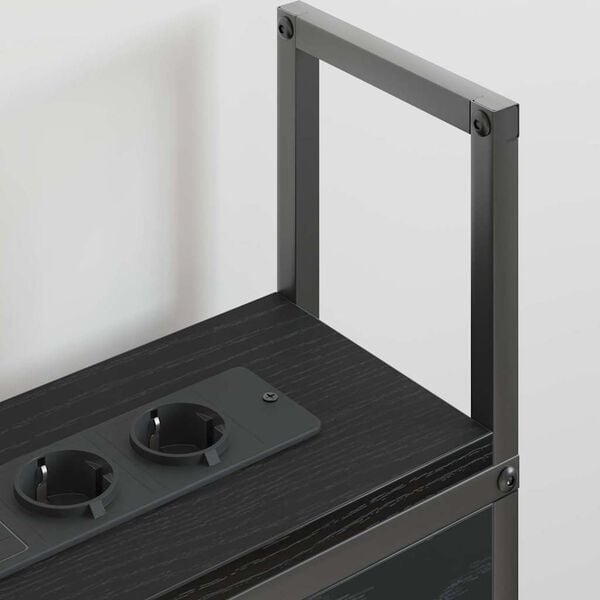 vidaXL T&aacute;rol&oacute;s Fejt&aacute;mla T&ouml;ltő &Aacute;llom&aacute;ssal Musta tammi 135 cm Faanyag