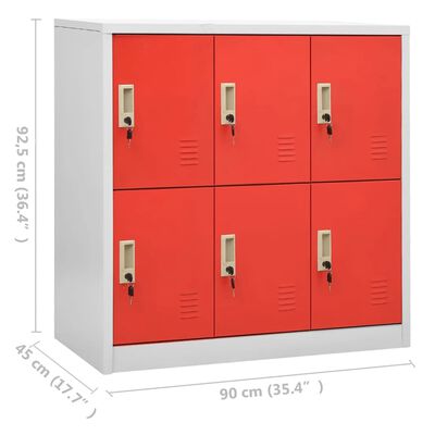 vidaXL világosszürke-piros acél zárható szekrény 90 x 45 x 92,5 cm
